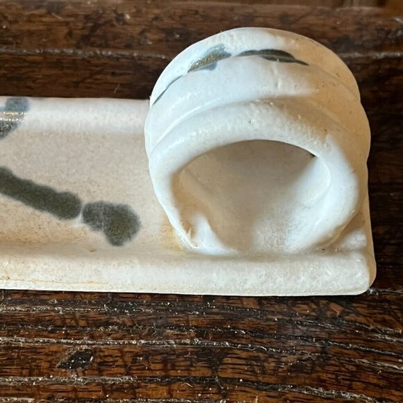 Butter Server / Sled LEN LINDSAY Signed Stoneware Glazed Pottery Vintage 80s - Picture 5 of 11